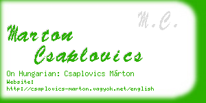 marton csaplovics business card